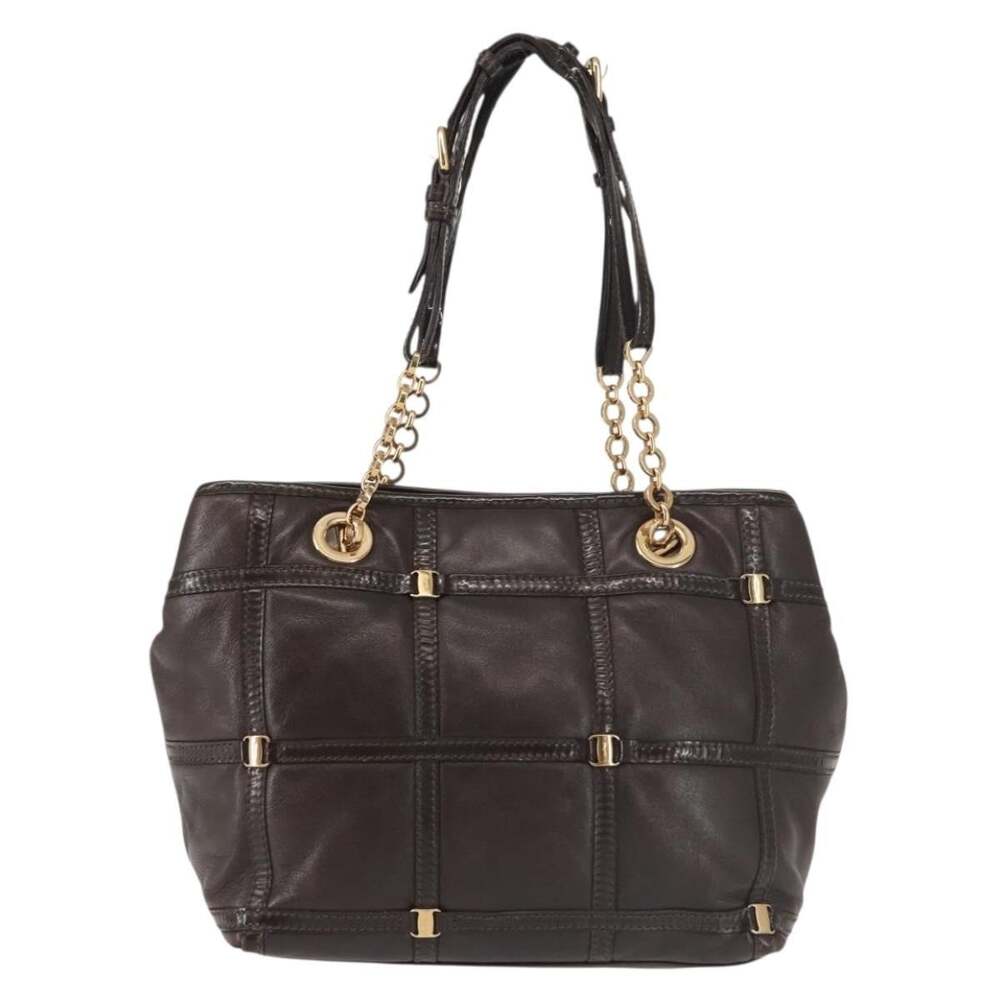 Salvatore Ferragamo Leather Chain Vara Shoulder Bag Brown